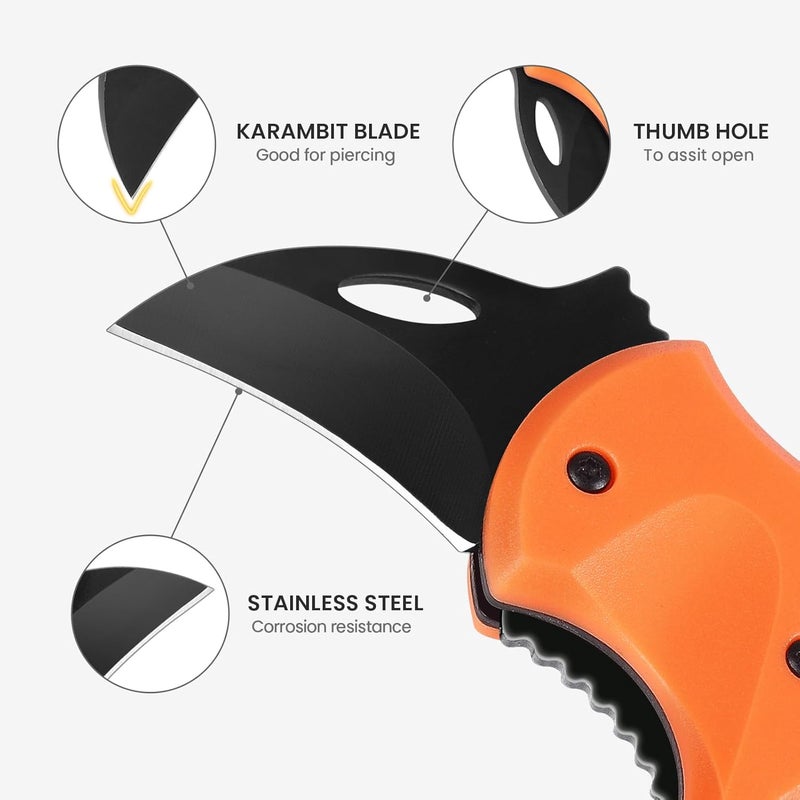 FUNBRO Small Pocket Knife for Men, Cool Folding Knife Box Cutter with 1.34inch Sharp Blade, Mini EDC Knives for Everyday Carry, Great Gift for Men (Orange) - Image 2
